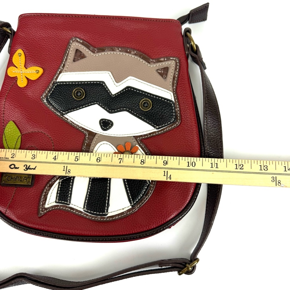 NEW Chala Raccoon Cute Crossbody Bag Vegan Leather Purse Red / Brown Boho Medium - Picture 6 of 7